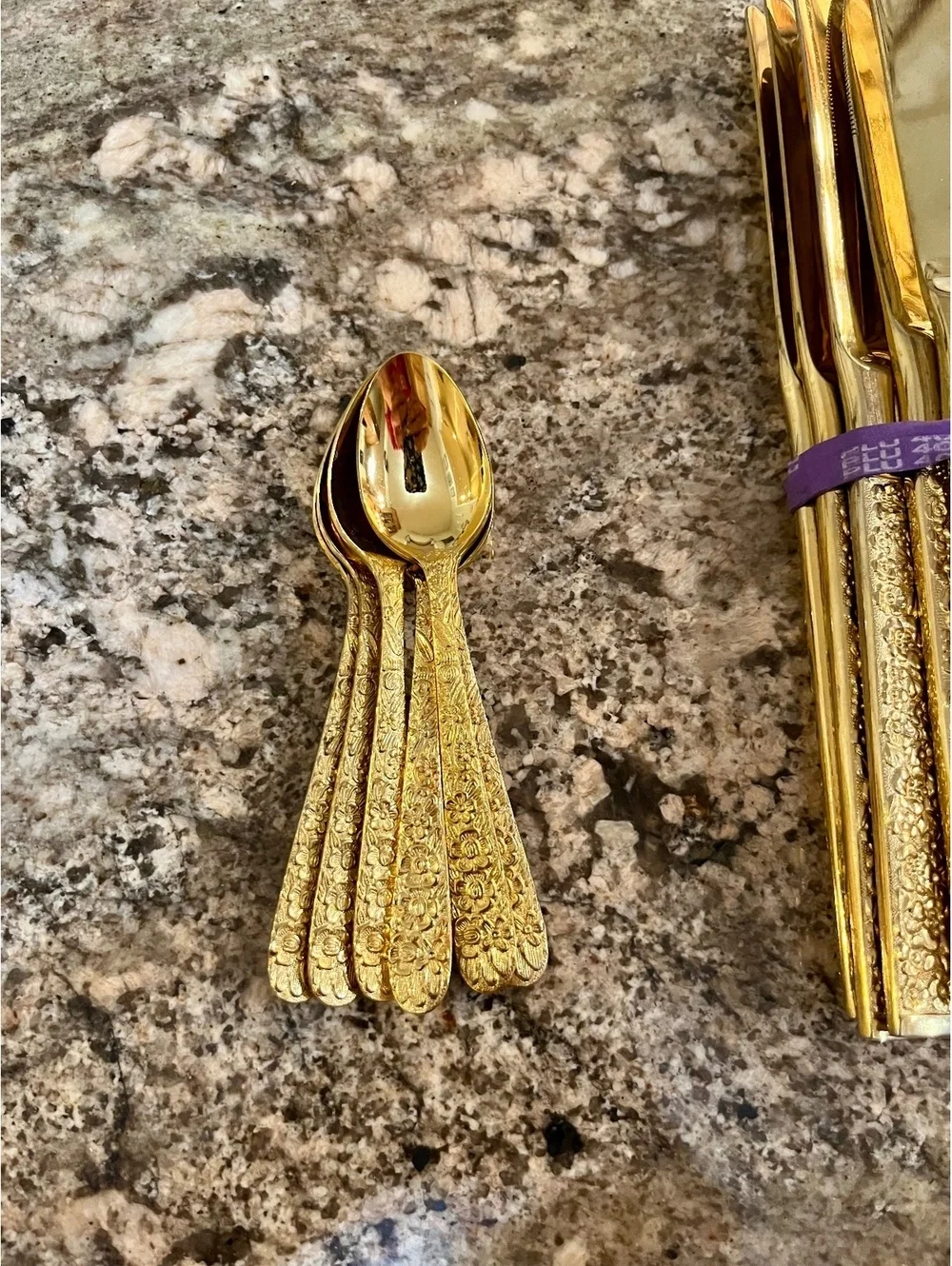 John Hull 23 Karat Gold Plated Stainless Steel Flatware Set